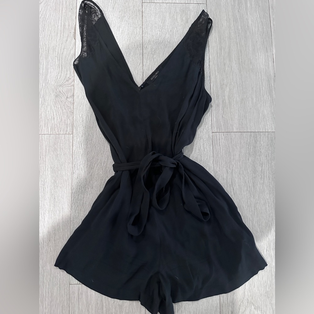 All Saints Romper (L) with belt and lace shoulders